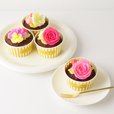 【Cake.jp限定】食べられるお花のバレンタインカップケーキ4個セット バレンタイン2023