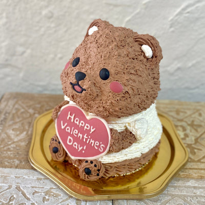 バレンタイン♡ガナッシュクリームのにっこりクマさん 立体ケーキ 5号 くま 動物ケーキ バレンタイン2023