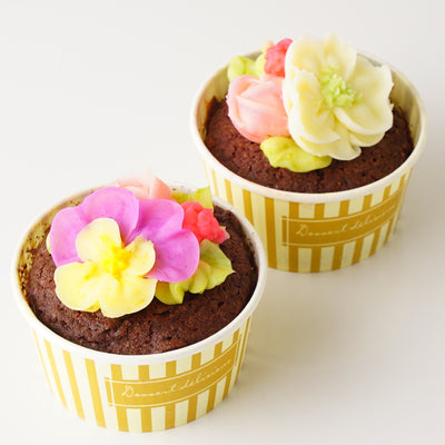 【Cake.jp限定】食べられるお花のバレンタインカップケーキ4個セット バレンタイン2023